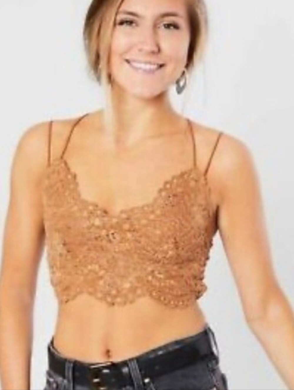 Free People One Velvet & Lace Bralette Size Medium